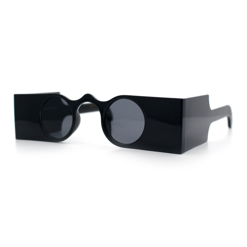 Funky Thick Artsy Rectangle Bar Keyhole Bridge Circle Lens Sunglasses