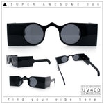 Funky Thick Artsy Rectangle Bar Keyhole Bridge Circle Lens Sunglasses