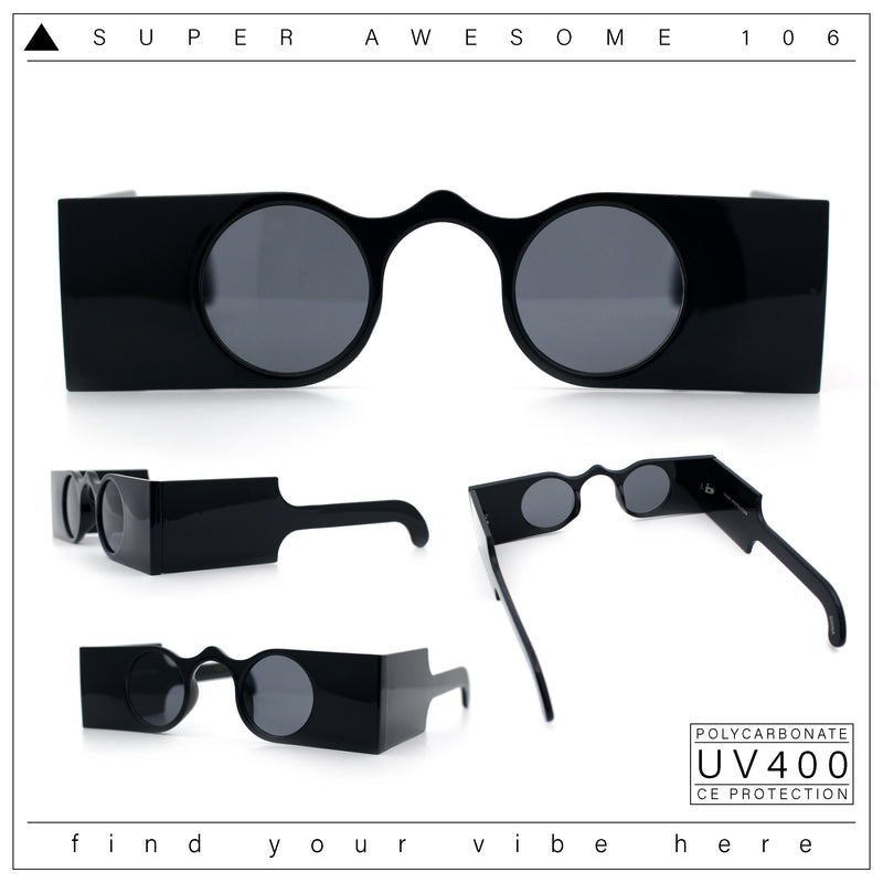 Funky Thick Artsy Rectangle Bar Keyhole Bridge Circle Lens Sunglasses