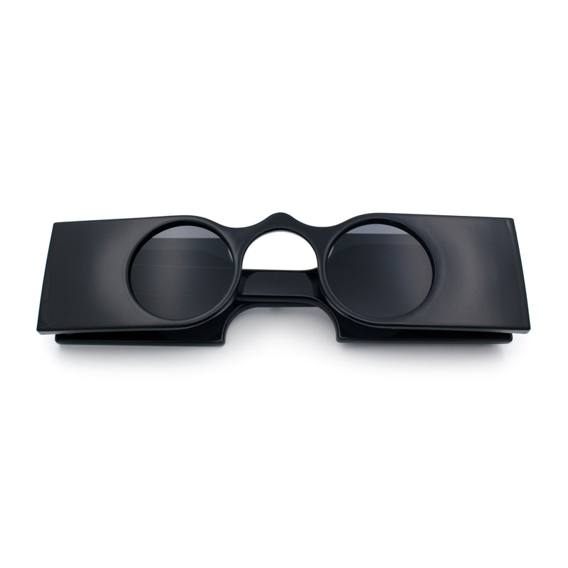 Funky Thick Artsy Rectangle Bar Keyhole Bridge Circle Lens Sunglasses