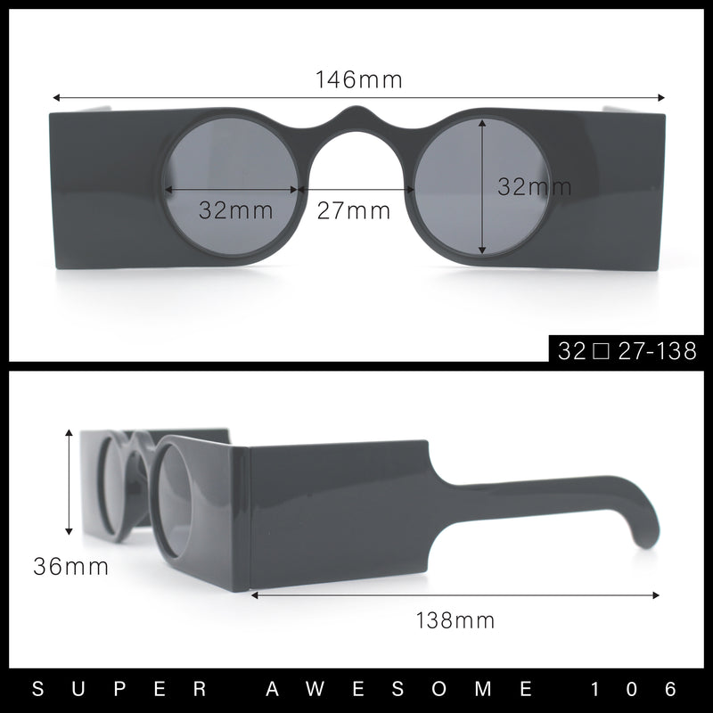 Funky Thick Artsy Rectangle Bar Keyhole Bridge Circle Lens Sunglasses
