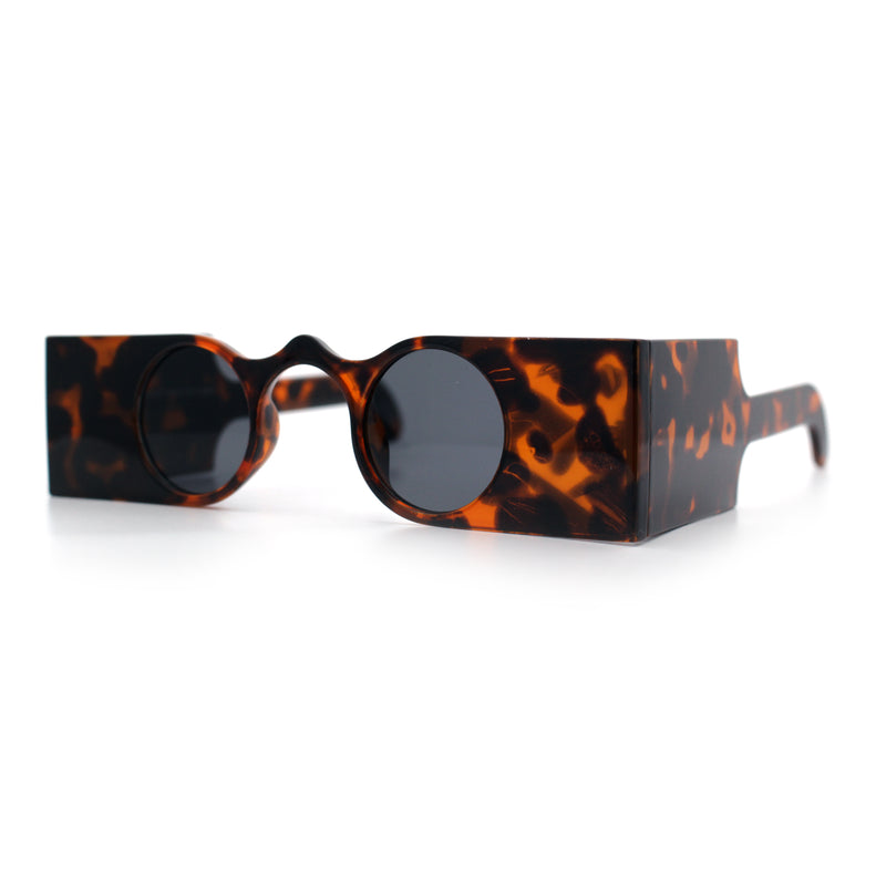 Funky Thick Artsy Rectangle Bar Keyhole Bridge Circle Lens Sunglasses