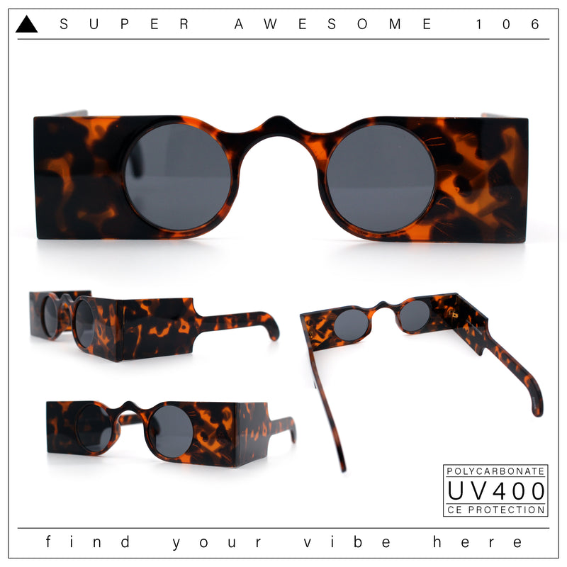 Funky Thick Artsy Rectangle Bar Keyhole Bridge Circle Lens Sunglasses