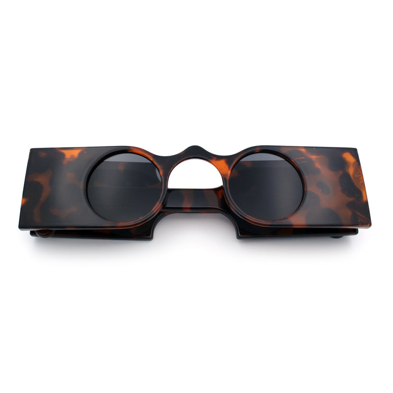 Funky Thick Artsy Rectangle Bar Keyhole Bridge Circle Lens Sunglasses