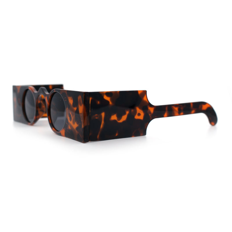 Funky Thick Artsy Rectangle Bar Keyhole Bridge Circle Lens Sunglasses