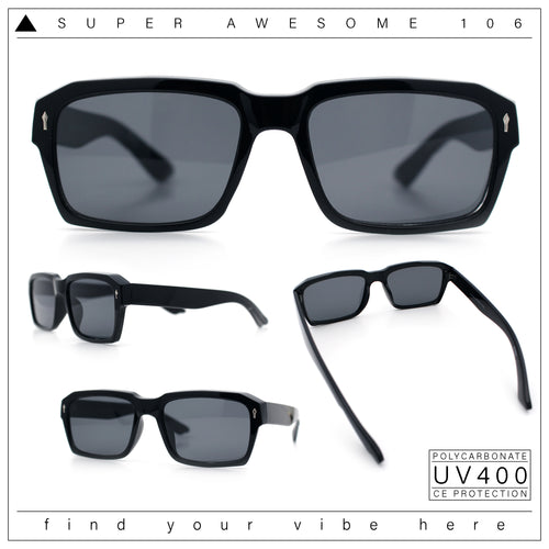Hipster Gentleman Rectangular Mens Retro Vintage Vibe Plastic Sunglasses