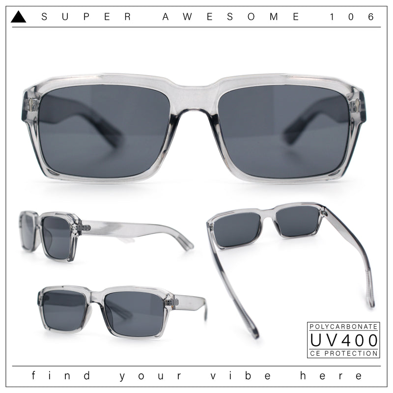 Hipster Gentleman Rectangular Mens Retro Vintage Vibe Plastic Sunglasses