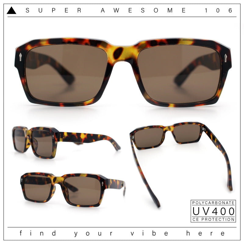 Hipster Gentleman Rectangular Mens Retro Vintage Vibe Plastic Sunglasses