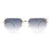 Cheetah Ring Jewel Arm Rimless Rectangular Bevel Lens Sunglasses
