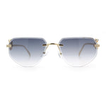 Cheetah Ring Jewel Arm Rimless Rectangular Bevel Lens Sunglasses