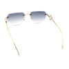 Cheetah Ring Jewel Arm Rimless Rectangular Bevel Lens Sunglasses
