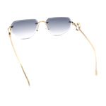 Cheetah Ring Jewel Arm Rimless Rectangular Bevel Lens Sunglasses