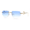 Cheetah Ring Jewel Arm Rimless Rectangular Bevel Lens Sunglasses