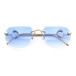 Cheetah Ring Jewel Arm Rimless Rectangular Bevel Lens Sunglasses