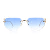 Cheetah Ring Jewel Arm Rimless Rectangular Bevel Lens Sunglasses