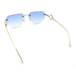 Cheetah Ring Jewel Arm Rimless Rectangular Bevel Lens Sunglasses