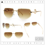 Cheetah Ring Jewel Arm Rimless Rectangular Bevel Lens Sunglasses