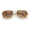 Cheetah Ring Jewel Arm Rimless Rectangular Bevel Lens Sunglasses