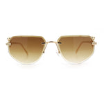 Cheetah Ring Jewel Arm Rimless Rectangular Bevel Lens Sunglasses