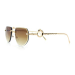 Cheetah Ring Jewel Arm Rimless Rectangular Bevel Lens Sunglasses