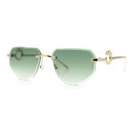 Cheetah Ring Jewel Arm Rimless Rectangular Bevel Lens Sunglasses