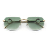 Cheetah Ring Jewel Arm Rimless Rectangular Bevel Lens Sunglasses