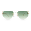 Cheetah Ring Jewel Arm Rimless Rectangular Bevel Lens Sunglasses