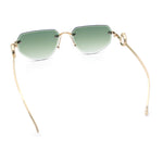 Cheetah Ring Jewel Arm Rimless Rectangular Bevel Lens Sunglasses
