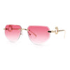 Cheetah Ring Jewel Arm Rimless Rectangular Bevel Lens Sunglasses