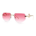 Cheetah Ring Jewel Arm Rimless Rectangular Bevel Lens Sunglasses