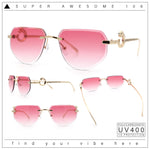 Cheetah Ring Jewel Arm Rimless Rectangular Bevel Lens Sunglasses