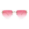 Cheetah Ring Jewel Arm Rimless Rectangular Bevel Lens Sunglasses