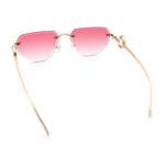 Cheetah Ring Jewel Arm Rimless Rectangular Bevel Lens Sunglasses