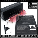 Cheetah Ring Jewel Arm Rimless Rectangular Bevel Lens Sunglasses