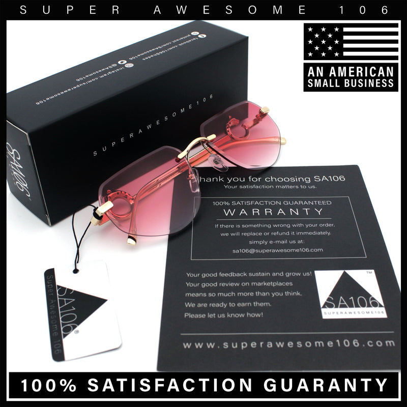 Cheetah Ring Jewel Arm Rimless Rectangular Bevel Lens Sunglasses