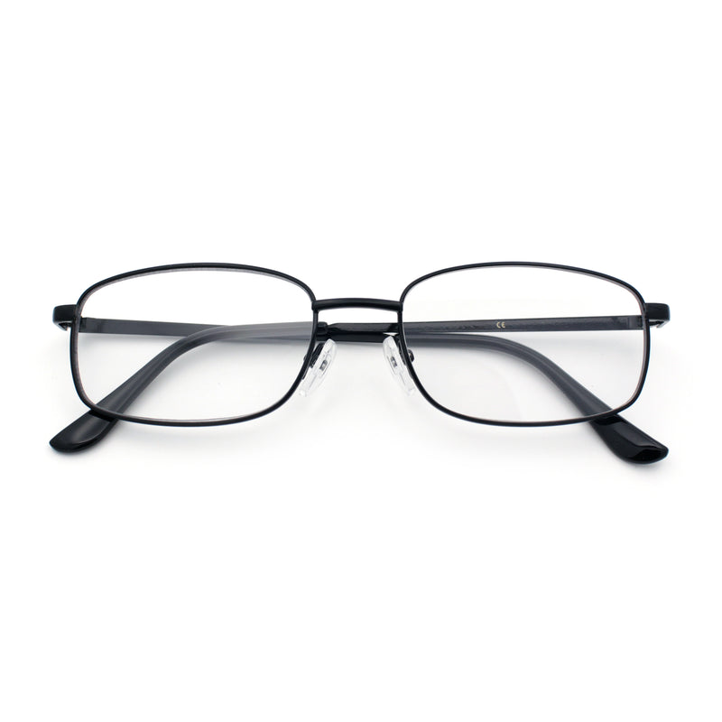 Mens Classic Narrow Rectangle Clear Lens Fashion Eyeglasses