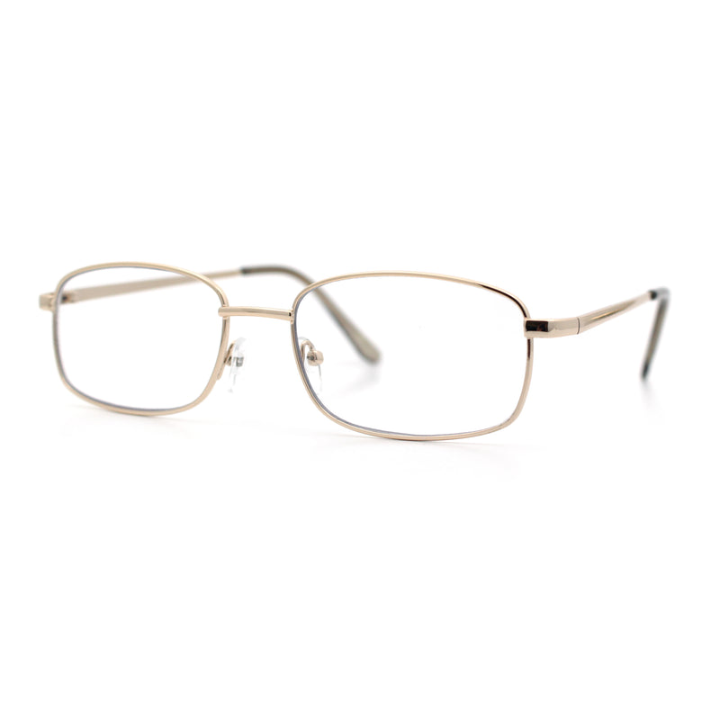 Mens Classic Narrow Rectangle Clear Lens Fashion Eyeglasses