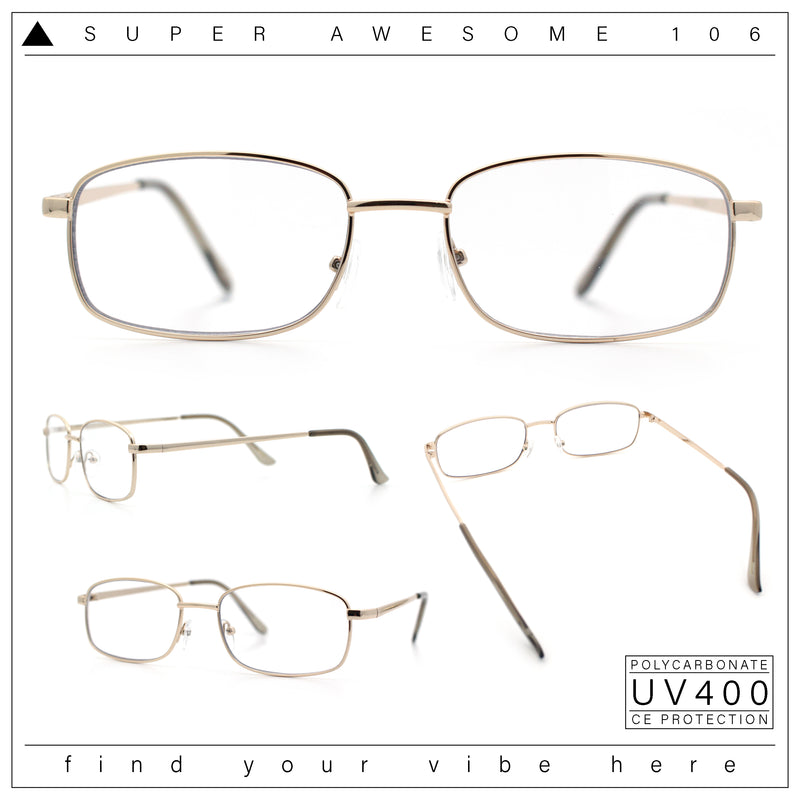 Mens Classic Narrow Rectangle Clear Lens Fashion Eyeglasses