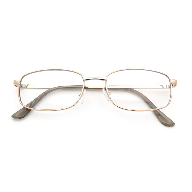 Mens Classic Narrow Rectangle Clear Lens Fashion Eyeglasses