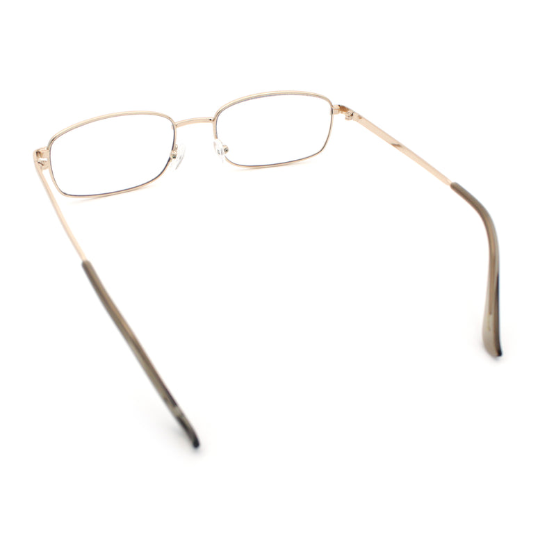 Mens Classic Narrow Rectangle Clear Lens Fashion Eyeglasses