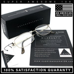 Mens Classic Narrow Rectangle Clear Lens Fashion Eyeglasses
