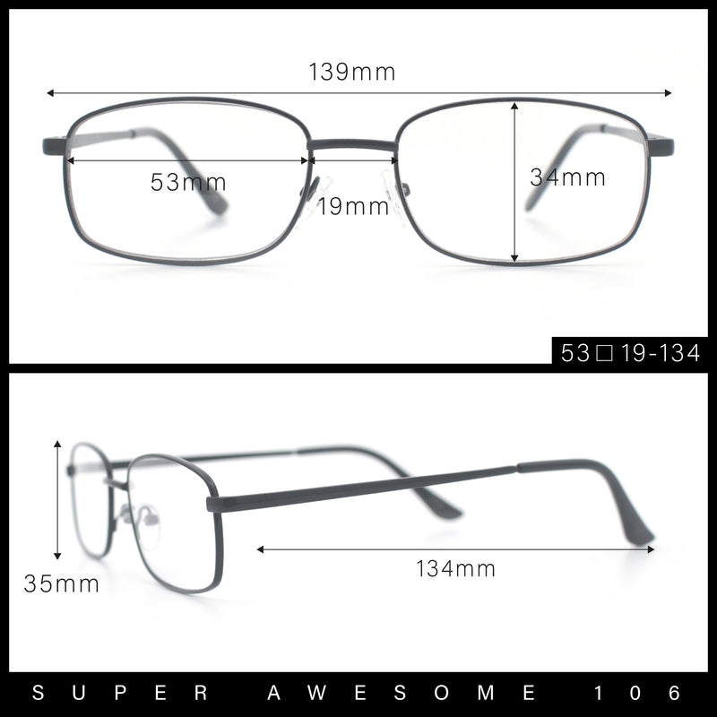 Mens Classic Narrow Rectangle Clear Lens Fashion Eyeglasses