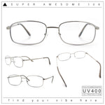 Mens Classic Narrow Rectangle Clear Lens Fashion Eyeglasses