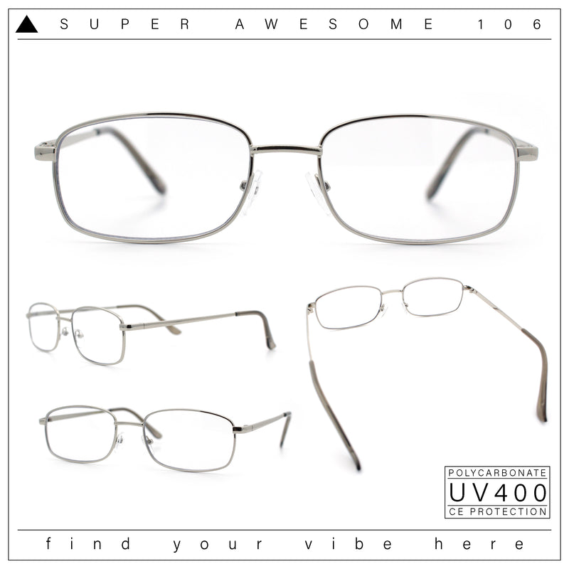 Mens Classic Narrow Rectangle Clear Lens Fashion Eyeglasses