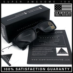 Classic Shatterproof Tempered Glass Lens Narrow Rectangle Manly All Black Sunglasses