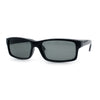 Classic Shatterproof Tempered Glass Lens Narrow Rectangle Manly All Black Sunglasses
