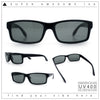 Classic Shatterproof Tempered Glass Lens Narrow Rectangle Manly All Black Sunglasses