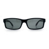 Classic Shatterproof Tempered Glass Lens Narrow Rectangle Manly All Black Sunglasses