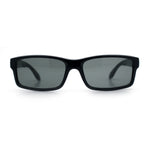 Classic Shatterproof Tempered Glass Lens Narrow Rectangle Manly All Black Sunglasses