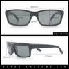 Classic Shatterproof Tempered Glass Lens Narrow Rectangle Manly All Black Sunglasses